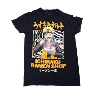 Naruto Ichiraku Ramen Shop T-Shirt Mens Small Black Excellent Graphic Tee